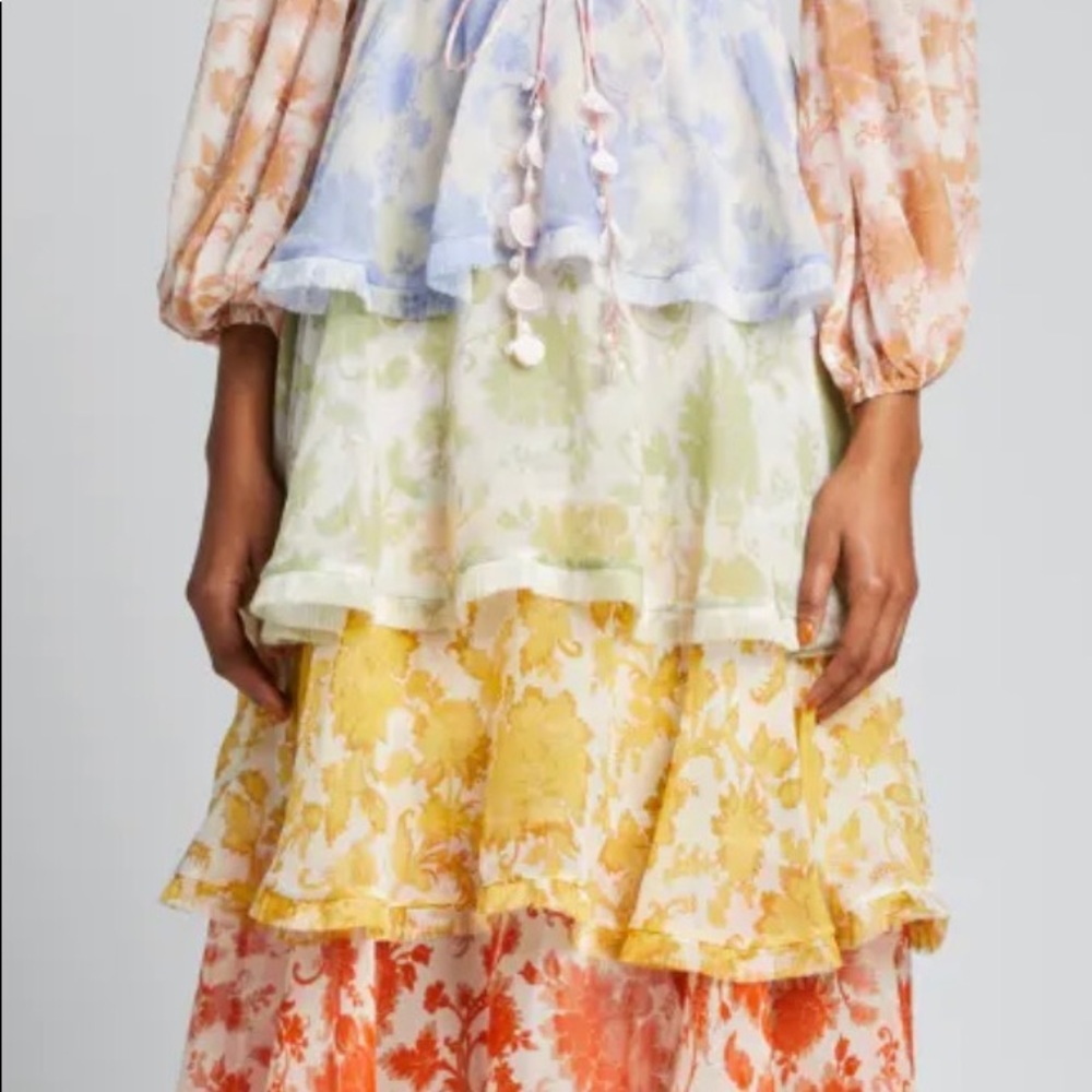 Zimmermann Postcard Flounce Midi Dress - Picture 2 of 8